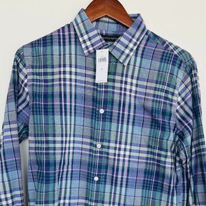 Banana Republic Blue Purple Plaid Collared Shirt